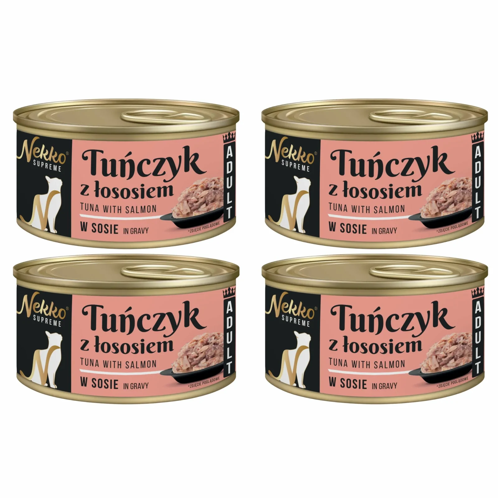 NEKKO SUPREME Adult Tuńczyk z Łososiem w sosie 4x80g