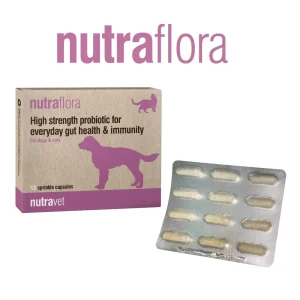 NUTRAVET Nutraflora For Dogs & Cats 12kaps - Probiotyk o wysokiej sile wspomagający codzienne zdrowie jelit i odporności