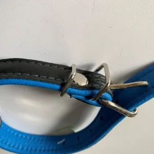 Obroża ze skóry niebiesko- czarna 35cm długość , szer 2 cm