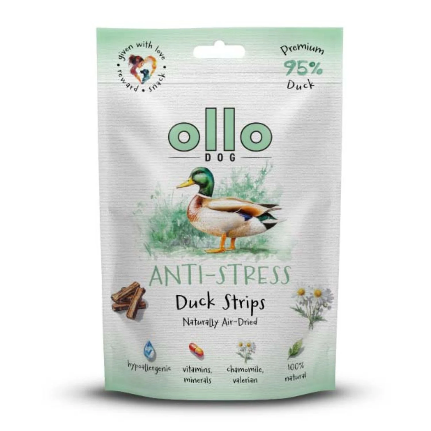 Ollo Air Dried Anti-Stress Duck Strips 80g – Funkcjonalne