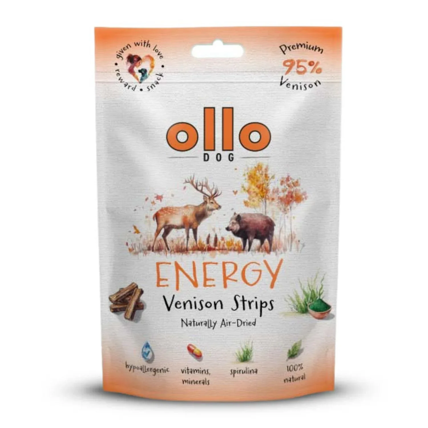 Ollo Air Dried Energy Venison Strips 80g – Funkcjonalne
