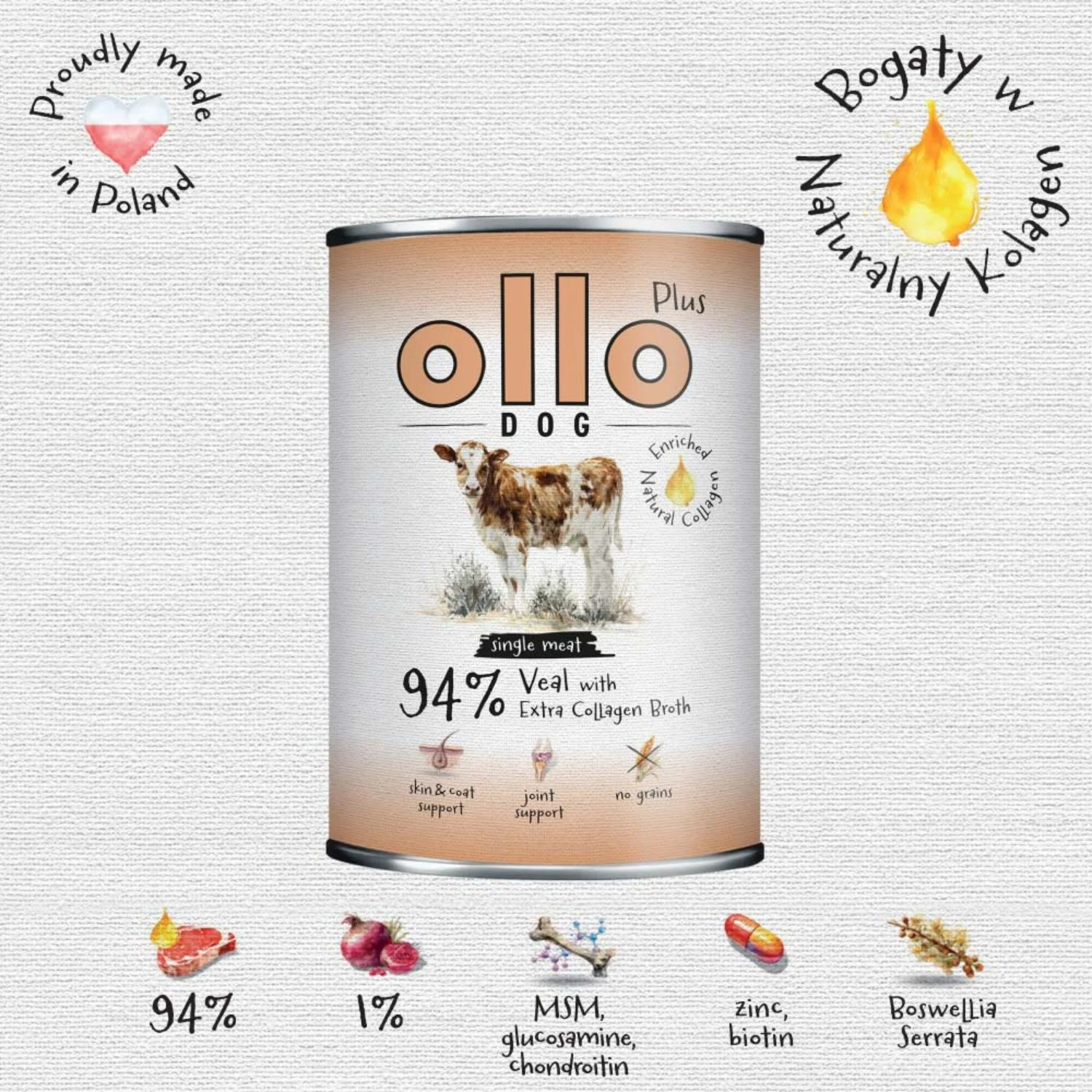 Ollo Plus Kolagen Cielęcina 400g- Karma mokra dla psa - Image 2