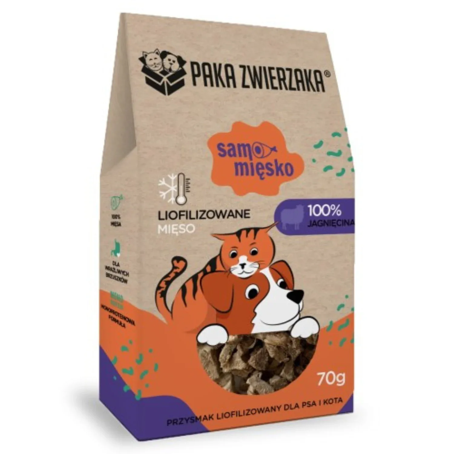 Paka Zwierzaka Samo Mięsko Liofilizowana Jagnięcina 70g