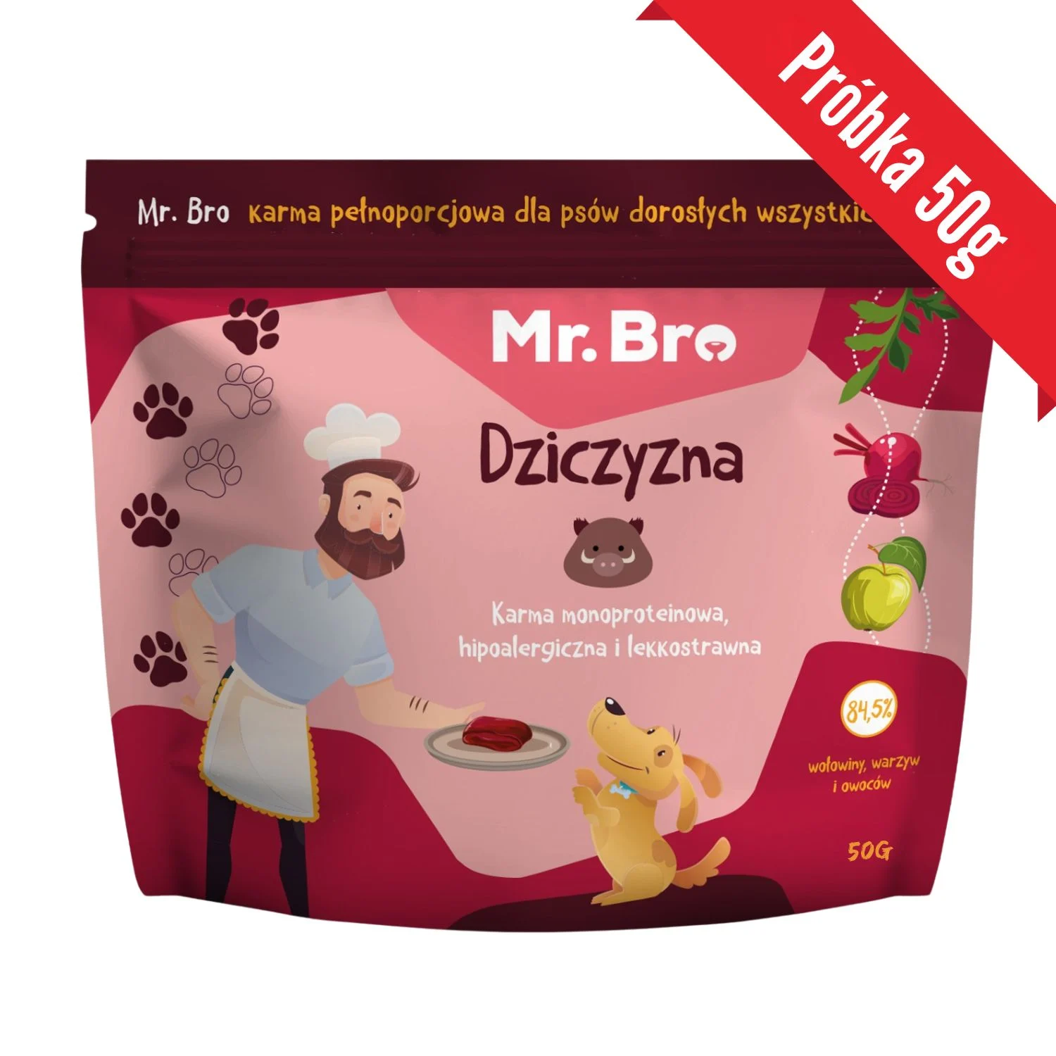 PRÓBKA Mr. Bro Dziczyzna Sucha Karma Dla Psów Dorosłych 50g