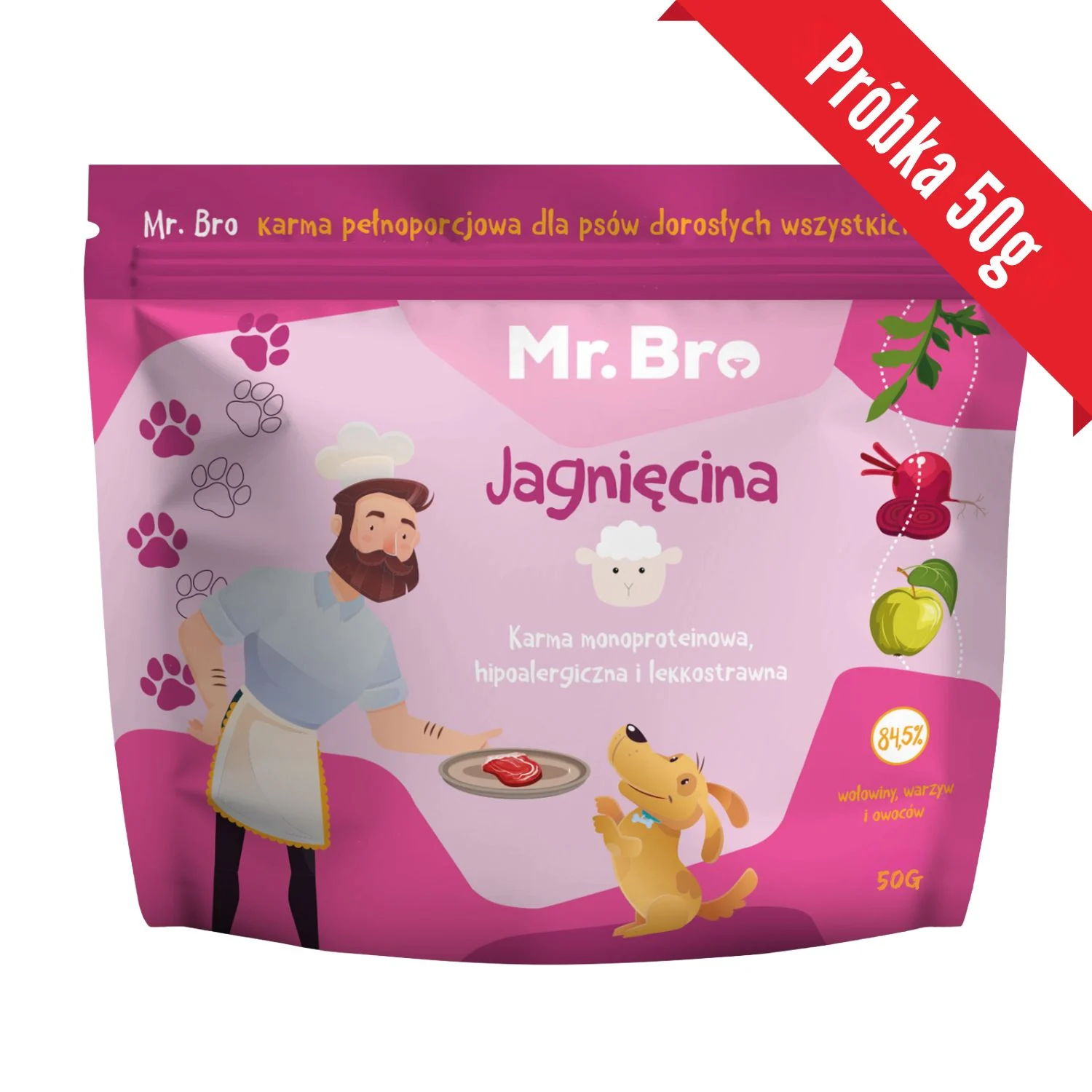 PRÓBKA Mr. Bro Jagnięcina Sucha Karma Dla Psów Dorosłych 50g