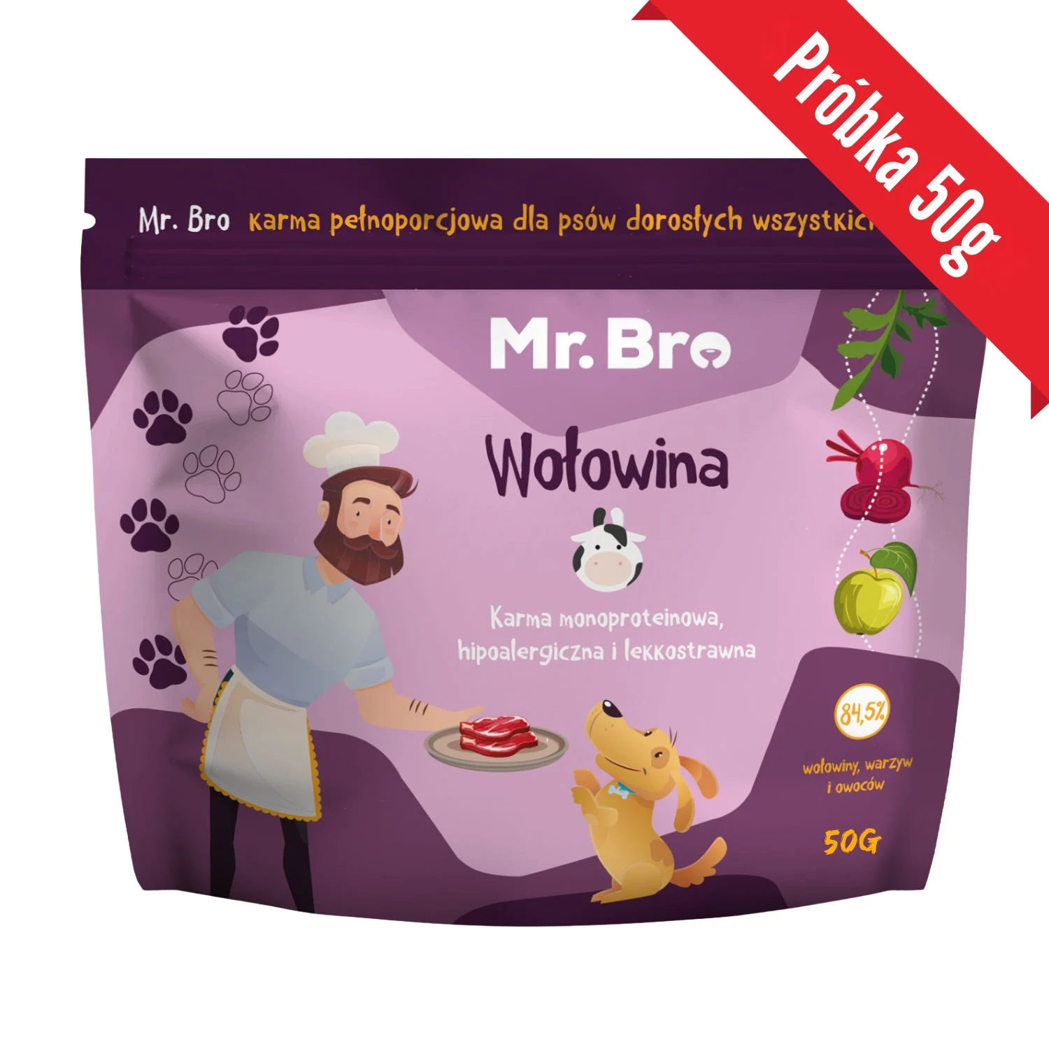 PRÓBKA Mr. Bro Wołowina Sucha Karma Dla Psów Dorosłych 50g