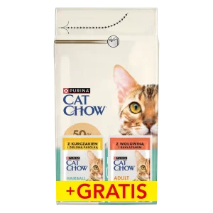PURINA Cat Chow Hairball Karma bogata w kurczaka 1,5kg + 2 saszetki GRATIS