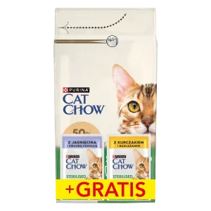 PURINA Cat Chow Sterilised Karma bogata w indyka 1,5kg + 2 saszetki GRATIS