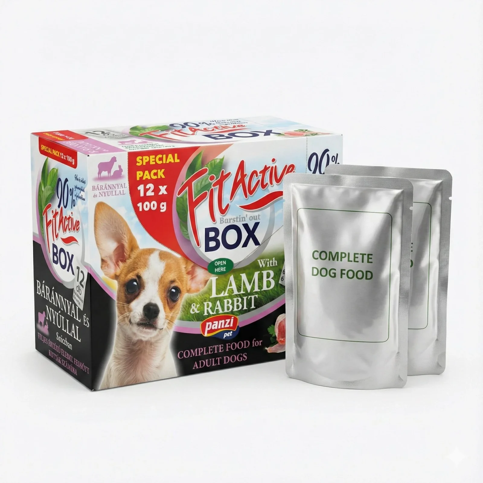 Saszetki FitActive Fit-a-Box 12 x 100g dla psa– jagnięcina i królik (6+6) - Image 2