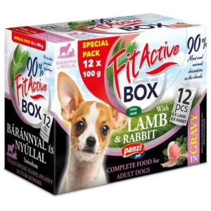 Saszetki FitActive Fit-a-Box 12 x 100g dla psa– jagnięcina i królik (6+6)