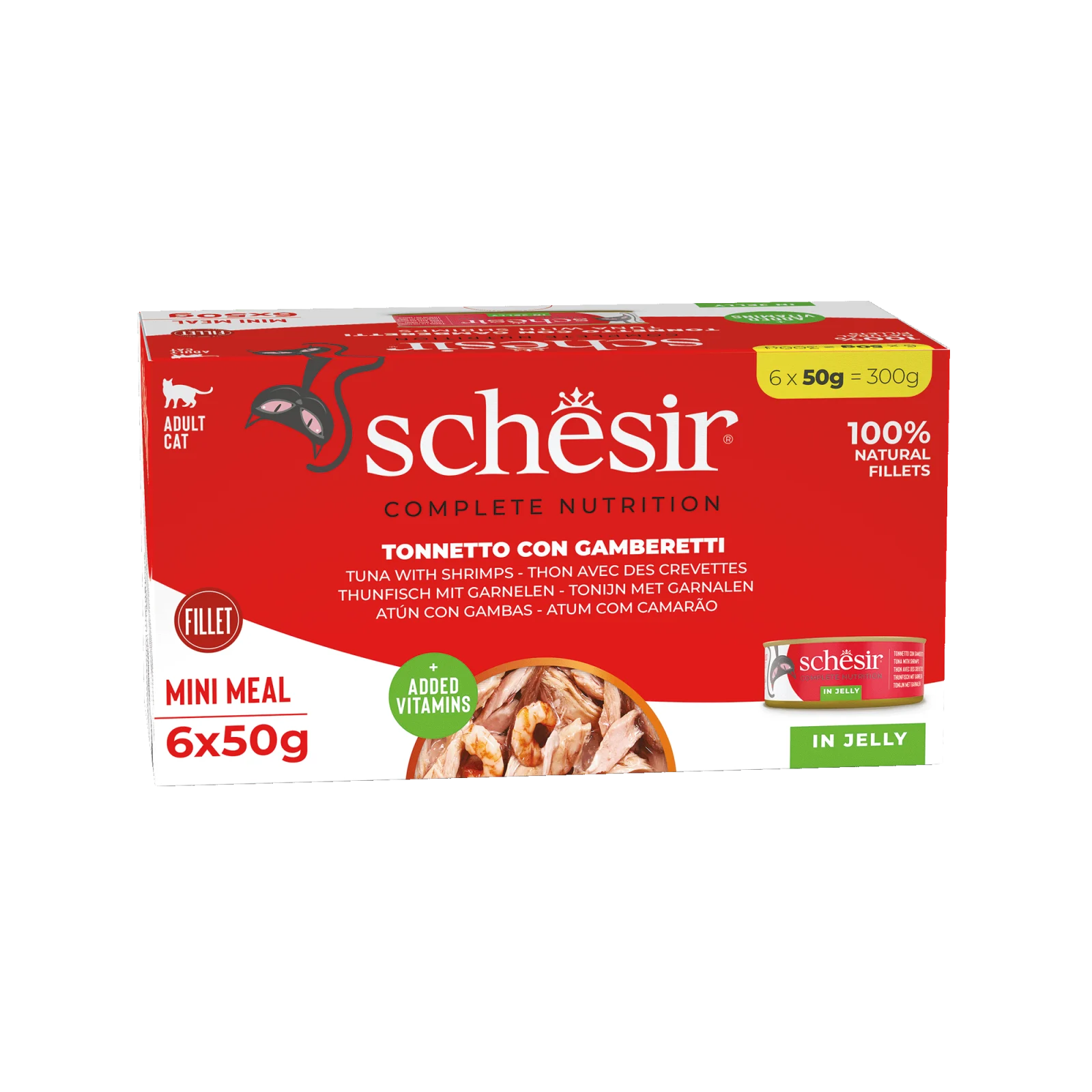 Schesir Kot Puszka 6x50g Tuńczyk z Krewetkami