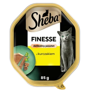 SHEBA Finesse tacka 85 g – mokra karma pełnoporcjowa dla dorosłych kotów, z kurczakiem, w pasztecie