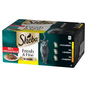 SHEBA saszetka 50x50g Fresh & Fine - mokra karma dla kotów dorosłych w sosie (z kurczakiem, z drobiem, z indykiem)