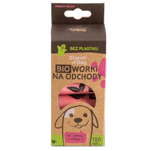 StarchBag BIO worki na psie odchody 120 szt (8 rolek), różowe