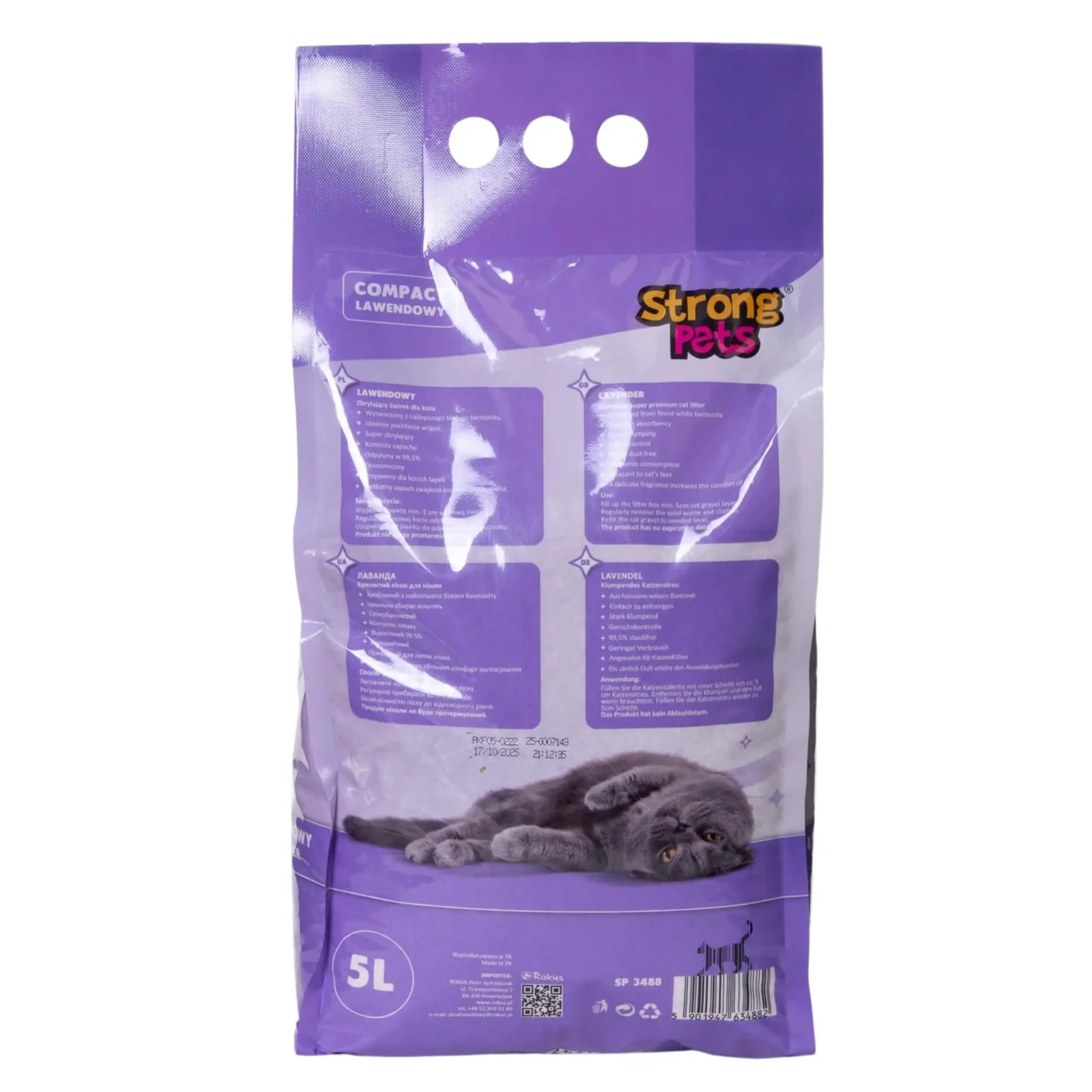 STRONG PETS Żwirek Bentonitowy Compact Lawendowy 5L - Image 2