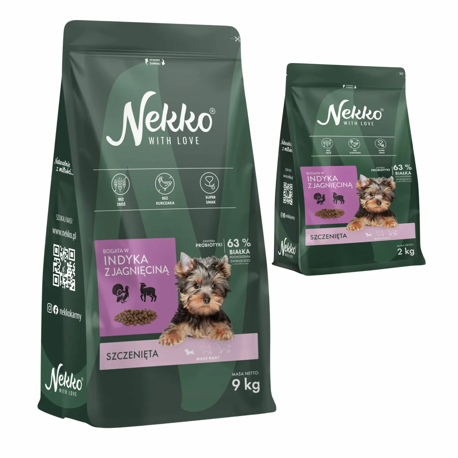 Sucha Karma Dla Psa NEKKO GF Puppy Małe Rasy Indyk z Jagnięciną 9kg Gratis 2kg