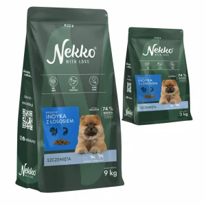 Sucha Karma Dla Psa NEKKO GF Puppy Średnie Duże Rasy Indyk z Łososiem 9kg Gratis 2kg