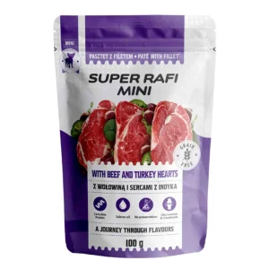 SUPER RAFI Mini z Wołowiną i Sercami z Indyka 100g