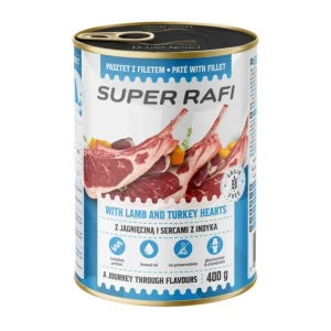 SUPER RAFI z Jagnięciną i Sercami Indyka 400g