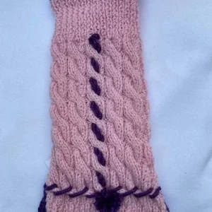 Sweter ręcznie robiony różowy z fioletem XS/S