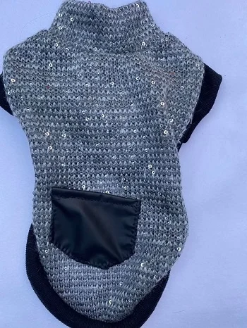 Sweter szary dla pieska z kieszonką XS