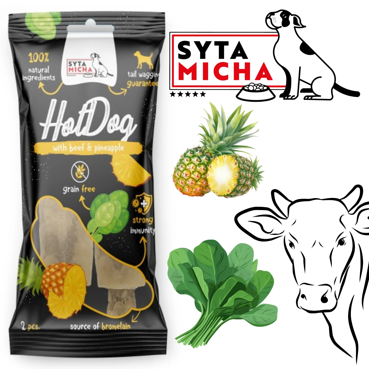 Syta Micha Hot Dog Do Żucia – Wołowina Z Ananasem 2 szt. - Image 2