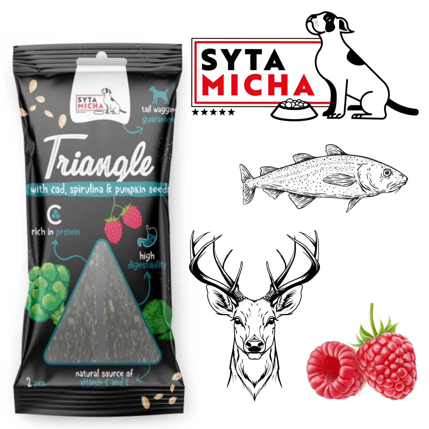 Syta Micha Trójkąt – Dorsz Z Jeleniem I Spiruliną 2 szt. - Image 2