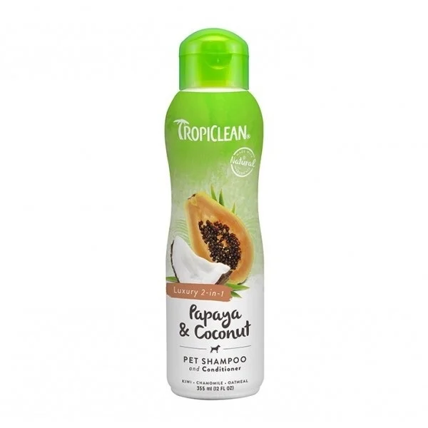 Szampon Tropiclean Luxury 2 w 1: szampon i odżywka Papaya kokos 355ml