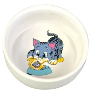 Trixie Miska ceramiczna biała z kotkiem 0,3L/11cm [4009]