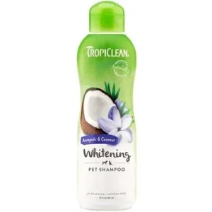 Tropiclean szampon wydobywający naturalną biel włosa zawierający wyciąg z awapuhi, borówek, rumianku, malin, malwy i kokos 355ml