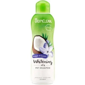 Tropiclean szampon wydobywający naturalną biel włosa zawierający wyciąg z awapuhi, borówek, rumianku, malin, malwy i kokos 355ml