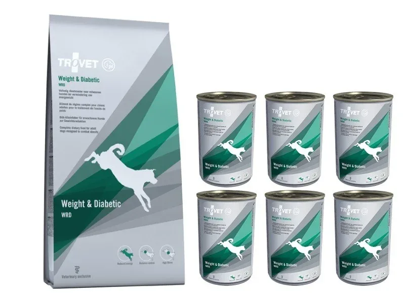 Trovet Dog WRD Weight/Diabetic 12,5kg +6puszek WRD 400g nadw. cukrz.