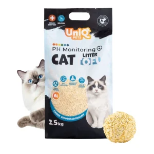 UNIQ PETS Żwirek dla kota Tofu z monitorowaniem pH 2,5 kg – bezzapachowy, biodegradowalny