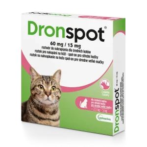 VETOQUINOL Dronspot - roztwór do nakrapiania dla średnich kotów o masie ciała od 2,5 do 5kg (2x0,7ml)