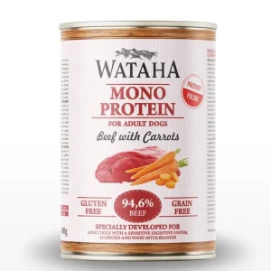 WATAHA Mono Protein Adult Dog Wołowina z Marchewką – 400 g – pełnoporcjowa mokra karma monobiałkowa dla dorosłych psów
