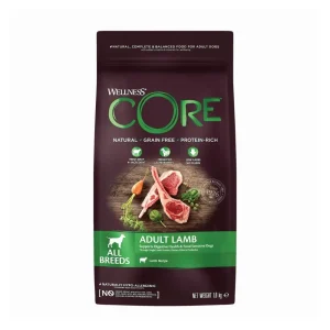 Wellness Core Adult Lamb – sucha karma dla dorosłych psów, jagnięcina 1,8 kg – bez zbóż, z probiotykami i superfoods