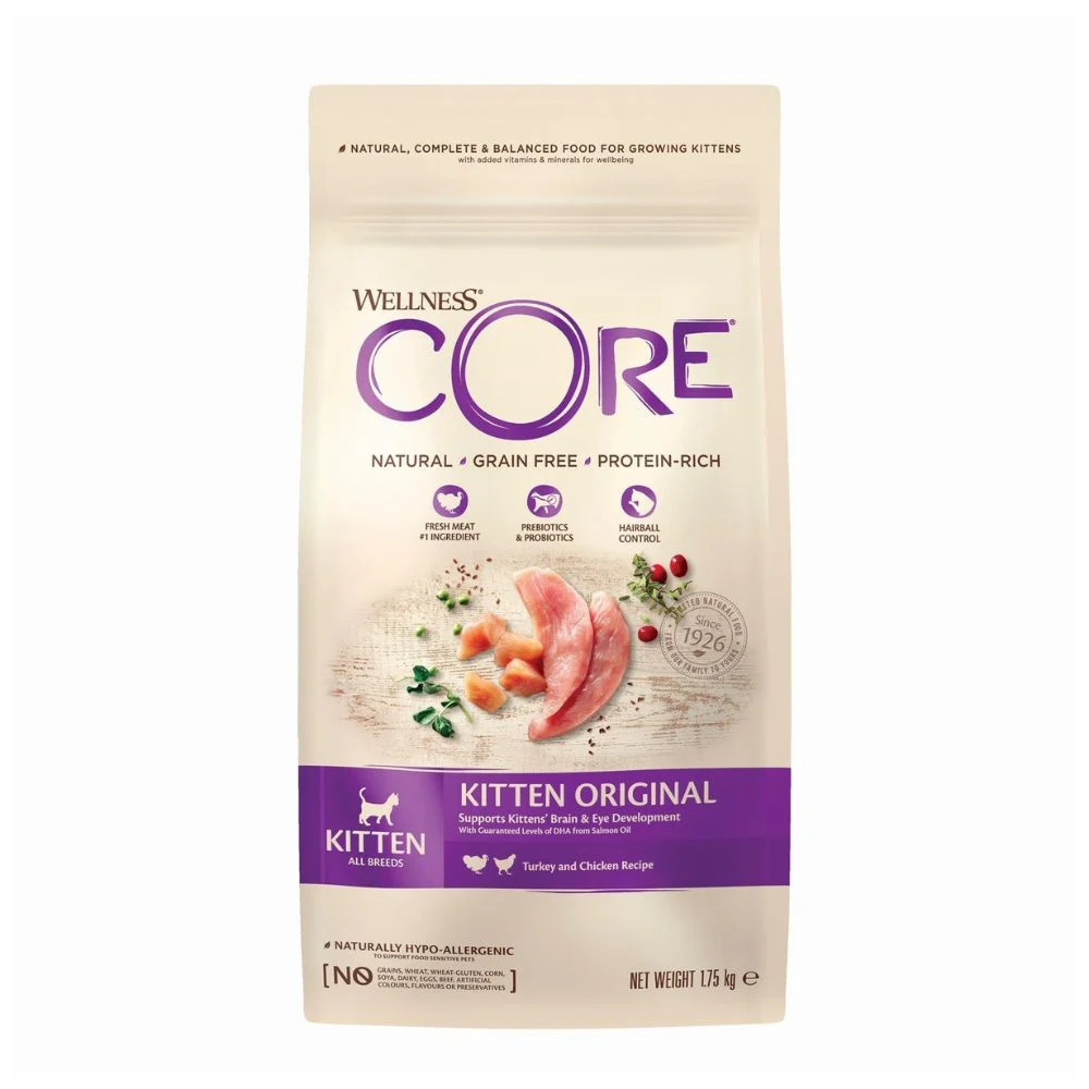 Wellness Core Kitten Original – sucha karma dla kociąt, indyk i kurczak 1,75 kg – bez zbóż, z DHA i olejem z łososia