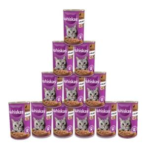 WHISKAS Adult puszka 12 x 400g - mokra karma dla kotów z kaczką w galaretce