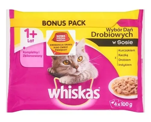 Whiskas Drobiowe Dania sos saszetki 4x100g
