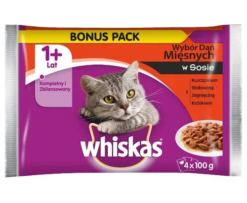 Whiskas Mięsne Dania sos saszetki 4x100g
