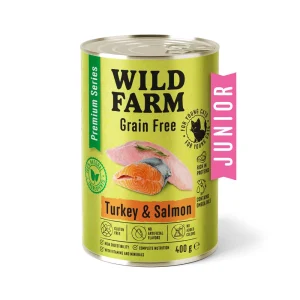 WILD FARM Premium Grain Free Turkey and Salmon Junior 400g - bezzbożowa karma dla kociąt