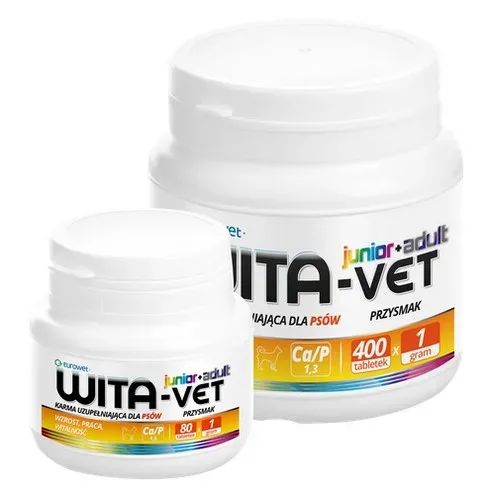Wita-Vet Junior + Adult dla psów <25kg 1g 80tabl - Image 2