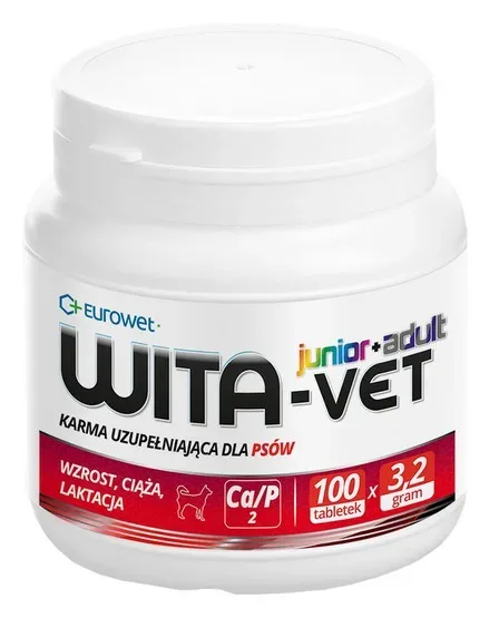 Wita-Vet Junior+Adult CA/P=2 3,2g 100tabl. – preparat witaminowy dla ciężarnych suk i szczeniąt
