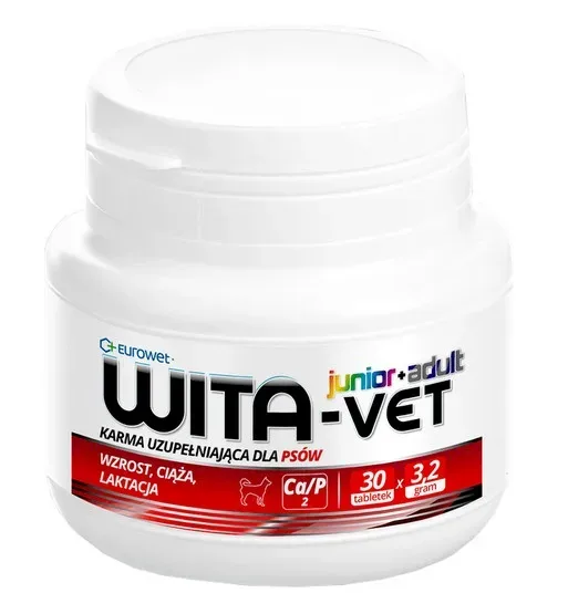 Wita-Vet Junior+Adult CA/P=2 3,2g 30tabl. – preparat witaminowy dla ciężarnych suk i szczeniąt