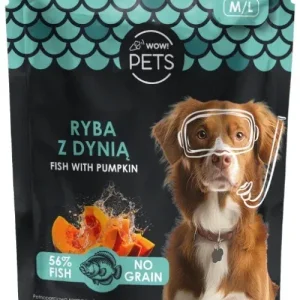 WOW!Pets Bez zbóż Monobiałko Ryba Dynia 150g Trenerki Pies dorosły rasa M/L