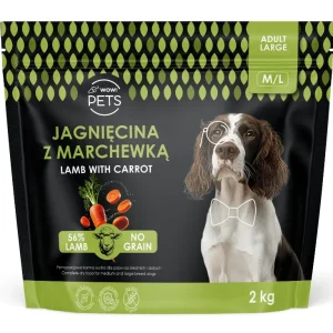 WOW!Pets Bez zbóż, Monobiałkowa Jagnięcina 2 kg Karma Pies dorosły rasa M/L