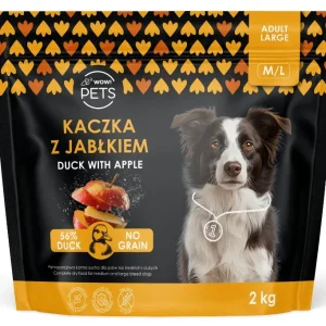 WOW!Pets Bez zbóż, Monobiałkowa Kaczka 2 kg Karma Pies dorosły rasa M/L