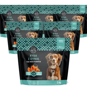 WOW!Pets Bez zbóż, Monobiałkowa Ryba Dynia 10kg Karma Pies dorosły rasa M/L