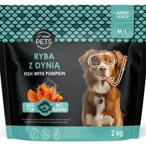 WOW!Pets Bez zbóż, Monobiałkowa Ryba Dynia 2 kg Karma Pies dorosły rasa M/L
