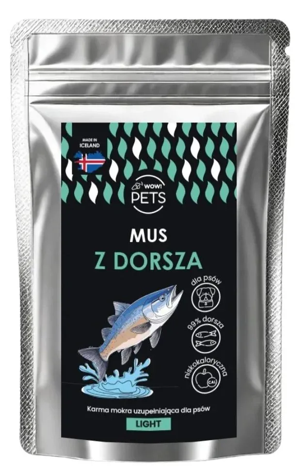 WOWPets Karma mokra PSY Monobiałkowa MUS z DORSZA (Light) saszetka 100 g
